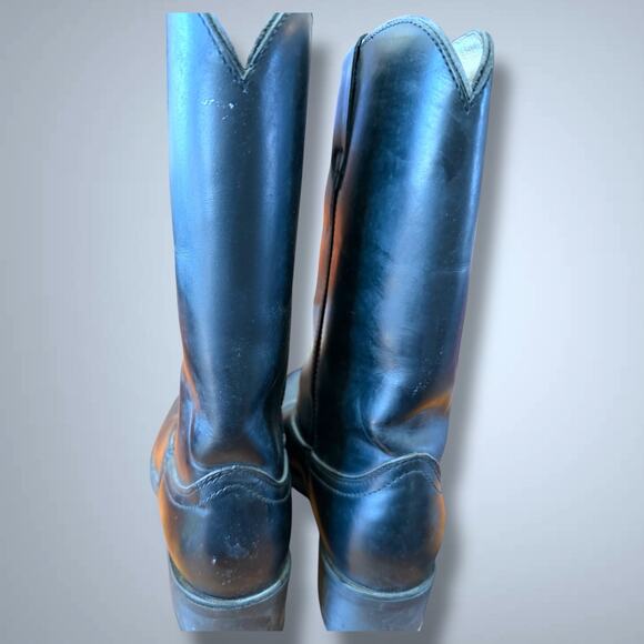 Men's Size 10EE ACME Black Leather Classic Western Boots Neoprene Soles EUC - Picture 7 of 12